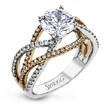 Simon G. 0.52 ctw Criss Cross 18k Two Tone Gold Round Cut Engagement Ring - LR2125-WR-18KS