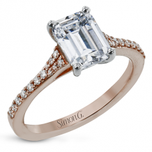 Simon G. Straight 18k Rose Gold Emerald Cut Engagement Ring - LR2507-R-18KS