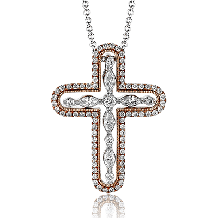 Simon G. Cross Pendant 18k Gold (Rose, White) 0.5 ct Diamond - PP117-18K