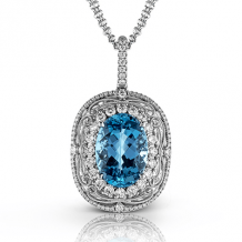 Simon G. Color Pendant 18k Gold (White) 4.2 ct Aquamarine 0.7 ct Diamond - MP1686-18K-S