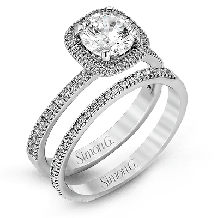 Simon G. 0.46 ctw Bridal Set 18k White Gold Round Cut Engagement Ring - MR1842-A-W-18KSET