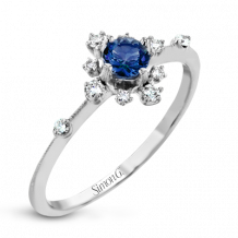 Simon G. Color Ring 18k Gold (White) 0.28 ct Sapphire 0.13 ct Diamond - LR2250-18K