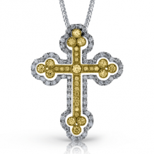 Simon G. Cross Pendant 18k Gold (White, Yellow) 1.44 ct Diamond - LP4075-18K