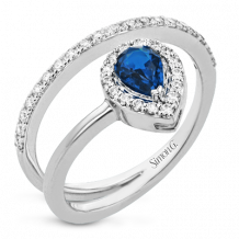 Simon G. Color Ring 18k Gold (White) 0.54 ct Sapphire 0.33 ct Diamond - LR2334-18K