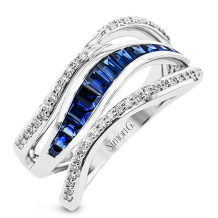 Simon G. Right Hand Ring 18k Gold (White) 0.78 ct Sapphire 0.25 ct Diamond - LR2972-18K