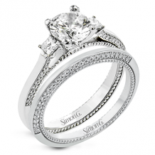 Simon G. Bridal Set 18k White Gold Princess Cut Engagement Ring - LR2149-W-18KSET