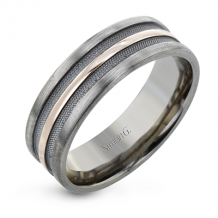 Simon G Men Ring 18k Gold Gray And (Gray, Rose) - LR2638-18KG