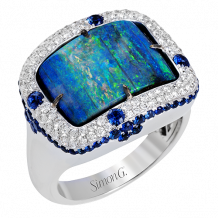 Simon G. Color Ring 18k Gold (White) 9.86 ct Opal, Sapphire 0.57 ct Diamond - LR1011-18K-S