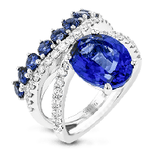 Simon G. Color Ring 18k Gold (White) 6.44 ct Tanzanite, Sapphire 0.76 ct Diamond - LR1147-18K-S