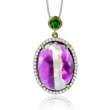 Simon G. Color Pendant 18k Gold (Yellow) 1.03 ct Watermelon Tourmaline, Tsavorite 0.26 ct Diamond - LP4854-18KY