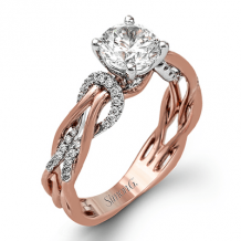 Simon G. 0.17 ctw Criss Cross 18k Rose Gold Round Cut Engagement Ring - MR2514-R-18KS