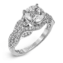 Simon G. Straight 18k White Gold Round Cut Engagement Ring - DR349-W-18KS