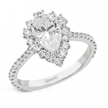 Simon G. Halo 18k White Gold Pear Cut Engagement Ring - LR2848-W-18KS