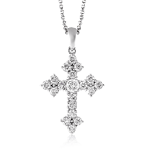 Simon G. Cross Pendant 18k Gold (White) 0.47 ct Diamond - PP115-18K