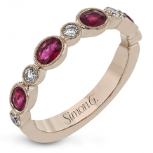 Simon G. Color Ring 18k Gold (Rose) 0.73 ct Ruby 0.16 ct Diamond - LR2462-R-18K