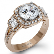Simon G. Halo 18k Rose Gold Round Cut Engagement Ring - TR484-R-18KS