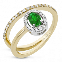 Simon G. Color Ring 18k Gold (White, Yellow) 0.41 ct Emerald 0.33 ct Diamond - LR2336-Y-18K