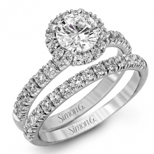 Simon G. 0.80 ctw Bridal Set 18k White Gold Round Cut Engagement Ring - MR1811-W-18KSET