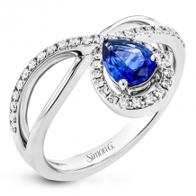 Simon G. Color Ring 18k Gold (White) 0.58 ct Sapphire 0.28 ct Diamond - LR2805-18K