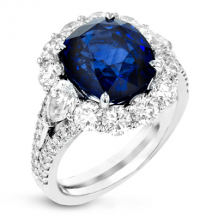 Simon G. Color Ring 18k Gold (White) 6.5 ct Sapphire 2.35 ct Diamond - LR1096-18K-S