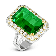 Simon G. Color Ring 18k Gold (White, Yellow) 6.71 ct Emerald 1.81 ct Diamond - MR2469-A-18K-S