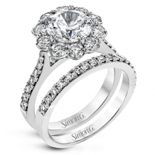 Simon G. 0.90 ctw Bridal Set 18k White Gold Round Cut Engagement Ring - MR2579-W-18KSET