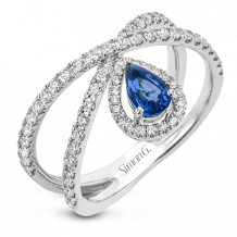 Simon G. Color Ring 18k Gold (White) 0.42 ct Sapphire 0.52 ct Diamond - LR2264-18K-S