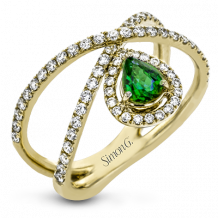 Simon G. Color Ring 18k Gold (White) 0.31 ct Emerald 0.51 ct Diamond - LR2264-Y-18K