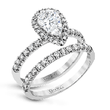 Simon G. 0.71 ctw Bridal Set 18k White Gold Pear Cut Engagement Ring - MR2906-W-18KSET