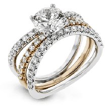 Simon G. 0.77 ctw Bridal Set 18k Two Tone Gold Round Cut Engagement Ring - LR1083-WR-18KSET