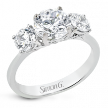 Simon G. 1.0 ctw 3 Stone 18k White Gold Round Cut Engagement Ring - LR2843-W-18KS