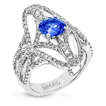 Simon G. Color Ring 18k Gold (White) 1.41 ct Sapphire 1.02 ct Diamond - TR613-18K-S