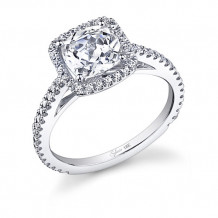 0.29tw Semi-Mount Engagement Ring With 1ct Round/Cushion Halo *1/2 - sy590 rch