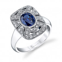 2.08tw Semi-Mount Engagement Ring With 1.51ct Oval Blue Sapphire - s1228 sapph
