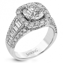 Simon G. 0.83 ctw Halo 18k White Gold Round Cut Engagement Ring - LR1164-W-18KS