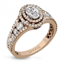 Simon G. Halo 18k Rose Gold Oval Cut Engagement Ring - MR2588-R-18KS