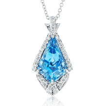 Simon G. Color Pendant 18k Gold (White) 1.94 ct Aquamarine 0.15 ct Diamond - LP4825-18K