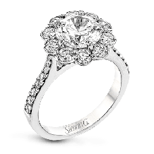 Simon G. Bridal Set 18k White Gold Round Cut Engagement Ring - MR2579-W-18KS