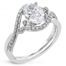 Simon G. Criss Cross Platinum White Oval Cut Engagement Ring - LR2113-OV-W-PLS