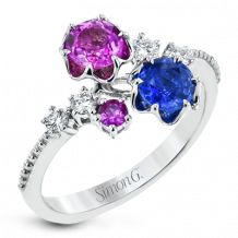 Simon G. Color Ring 18k Gold (White) 1.14 ct Sapphire 0.17 ct Diamond - LR2245-18K