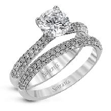 Simon G. 0.72 ctw Bridal Set 18k White Gold Round Cut Engagement Ring - TR431-W-18KSET