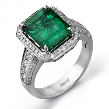 Simon G. Color Ring 18k Gold (White) 3.52 ct Emerald 0.61 ct Diamond - MR2214-18K-S