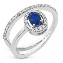 Simon G. Color Ring 18k Gold (White) 0.55 ct Sapphire 0.32 ct Diamond - LR2336-18K