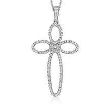 Simon G. Cross Pendant 18k Gold (White) 0.5 ct Diamond - MP2070-18K