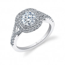 0.46tw Semi-Mount Engagement Ring With 1ct Round/Cushion Halo - s1100 rch