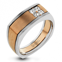 Simon G Men Ring 14k Gold (Rose, White) 0.47 ct Diamond - MR2887-14K