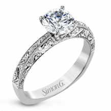 Simon G. Straight 18k White Gold Round Cut Engagement Ring - MR2965-W-18KS