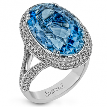 Simon G. Color Ring 18k Gold (White) 9.78 ct Aquamarine 1.12 ct Diamond - LR1135-A-18K-S