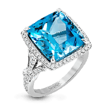 Simon G. Color Ring 18k Gold (White) 9.57 ct Aquamarine 0.68 ct Diamond - TR607-18K-S