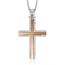 Simon G. Cross Pendant 18k Gold (Rose, White) 0.24 ct Diamond - LP4430-18K